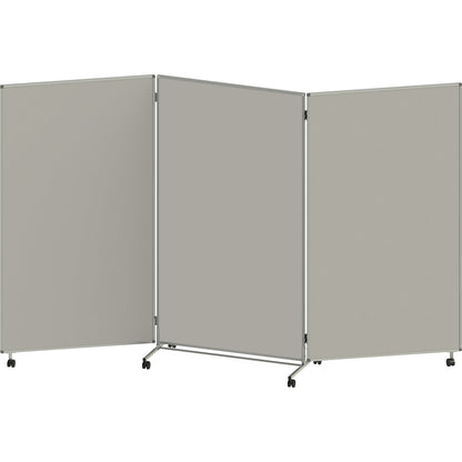 Presentation board, folding and mobile, HxWxD 1905 x 3040 x 500 mm, light grey.
