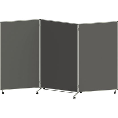 Presentation board, folding and mobile, HxWxD 1905 x 3040 x 500 mm, dark grey.