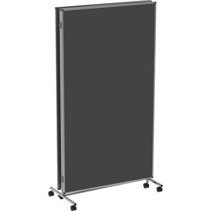 Presentation board, folding and mobile, HxWxD 1905 x 3040 x 500 mm, dark grey.