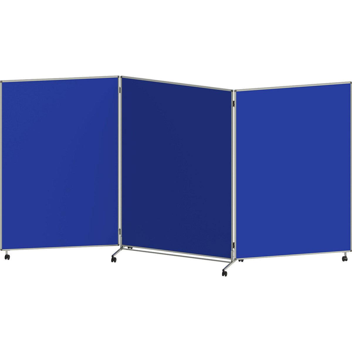 Presentation board, folding and mobile, HxWxD 1905 x 3640 x 500 mm, blue.