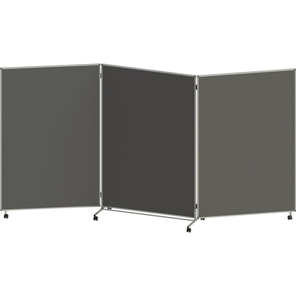 Presentation board, folding and mobile, HxWxD 1905 x 3640 x 500 mm, dark grey.