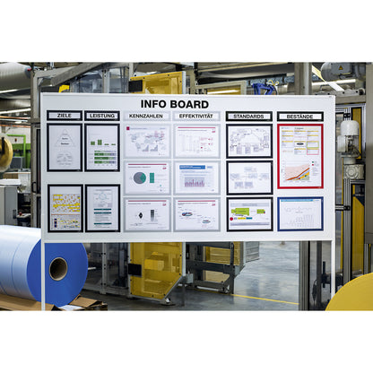 DURAFRAME® MAGNETIC TOP information frame, for headings, pack of 10, for A4 portrait/A5 landscape, black.