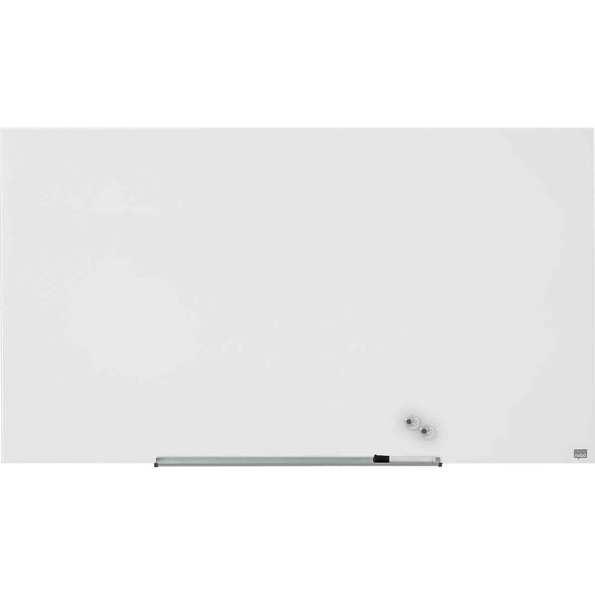WIDESCREEN glass whiteboard, frameless, 57'' - WxH 1264 x 711 mm, black.