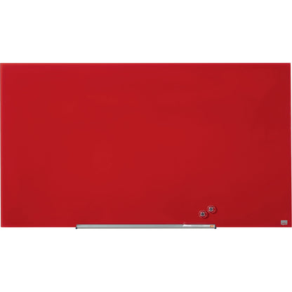WIDESCREEN glass whiteboard, frameless, 57'' - WxH 1264 x 711 mm, red.