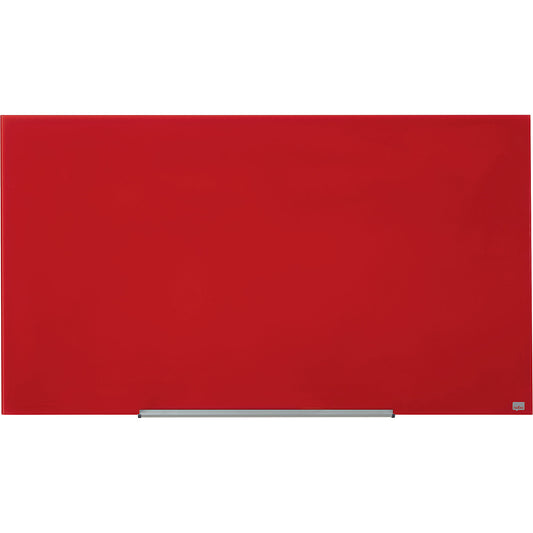 WIDESCREEN glass whiteboard, frameless, 57'' - WxH 1264 x 711 mm, red.