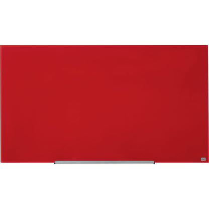 WIDESCREEN glass whiteboard, frameless, 57'' - WxH 1264 x 711 mm, red.