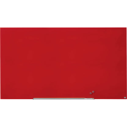WIDESCREEN glass whiteboard, frameless, 85'' - WxH 1883 x 1059 mm, red.