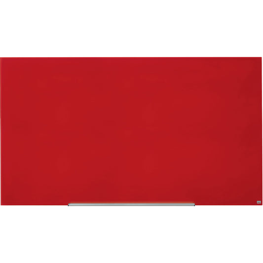 WIDESCREEN glass whiteboard, frameless, 85'' - WxH 1883 x 1059 mm, red.