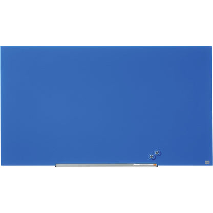 WIDESCREEN glass whiteboard, frameless, 57'' - WxH 1264 x 711 mm, blue.