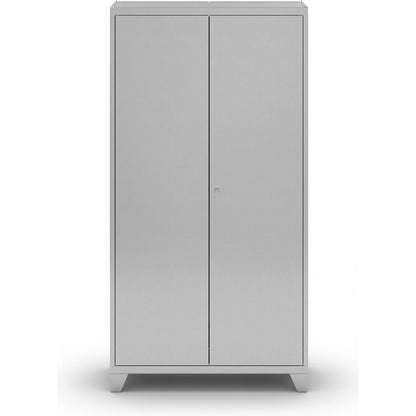 Stainless steel double door cupboard with stud feet, with 4 shelves, HxWxD 1950 x 1000 x 400 mm.