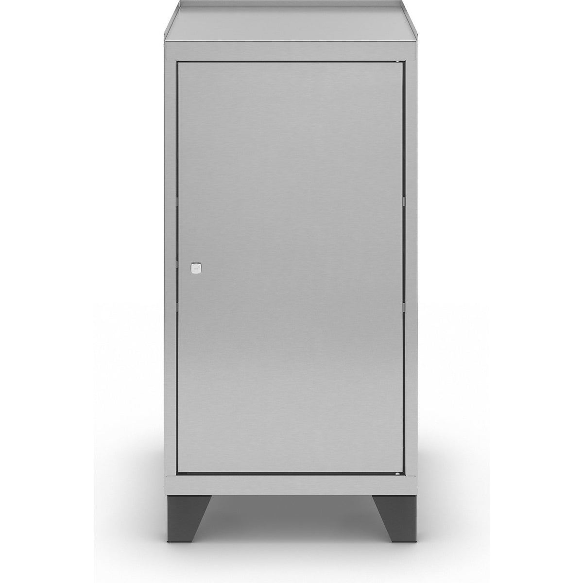 Stainless steel tool cupboard with stud feet, with 2 shelves, 1 x 70 mm drawer, HxWxD 1000 x 500 x 500 mm.