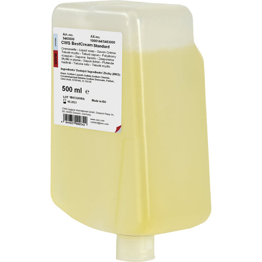 Creamy soap Best Cream refill, pack of 12 bottles, 0.5 l each, standard, with citrus fragrance.