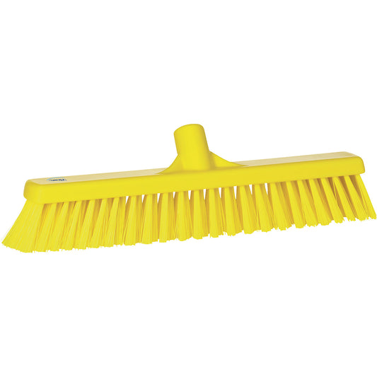 Broom, width 410 mm, soft/hard, pack of 10, yellow.