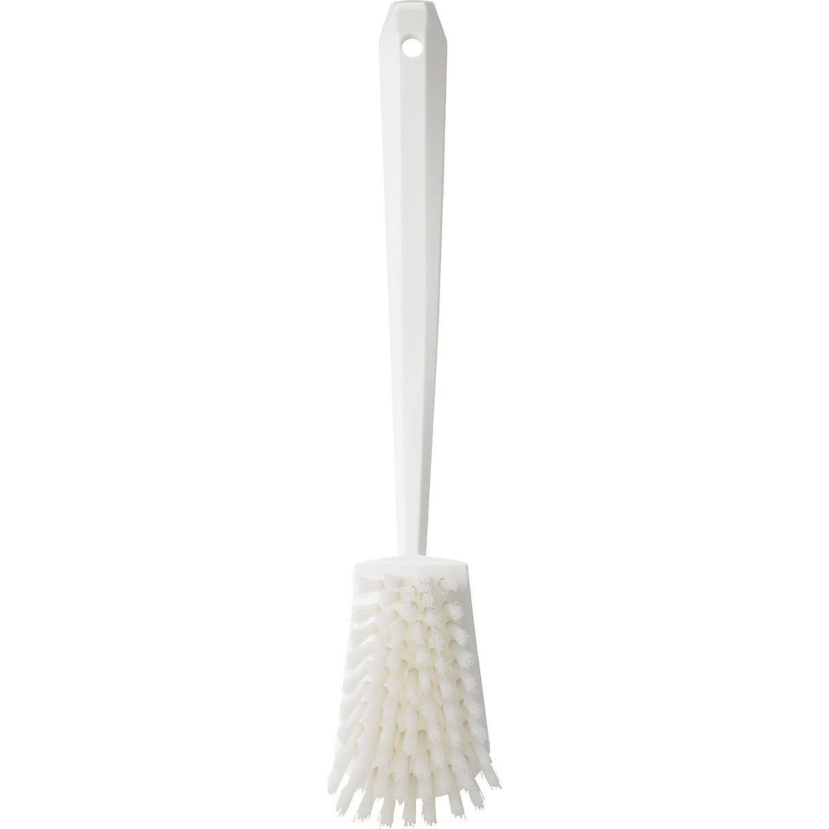 Long handled washing brush, hard, pack of 10, white.
