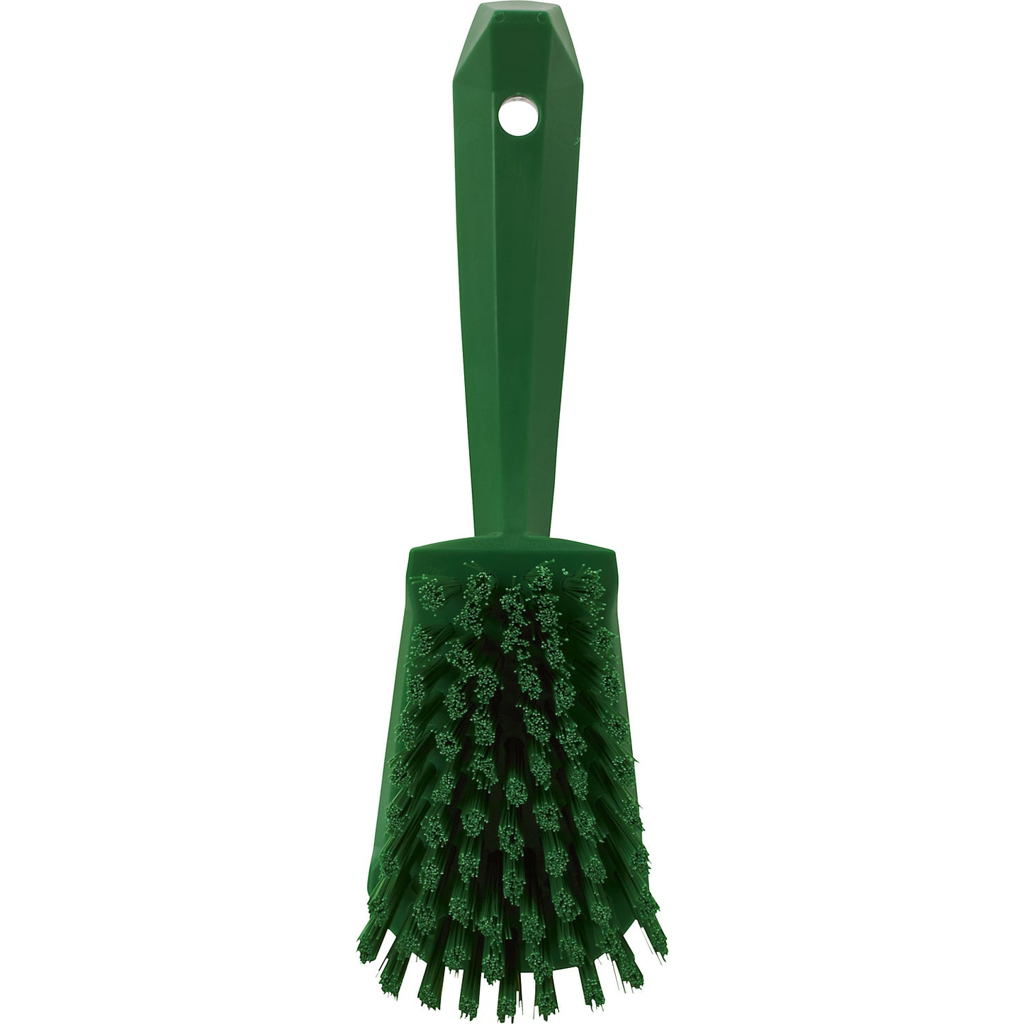 Short handled hand brush, hard, pack of 10, green.