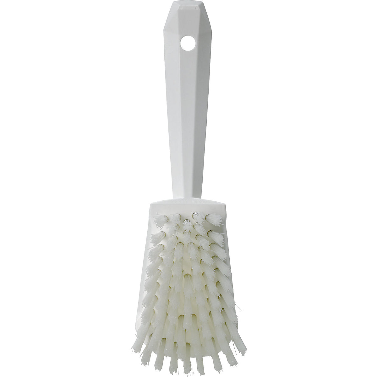 Short handled hand brush, hard, pack of 10, white.