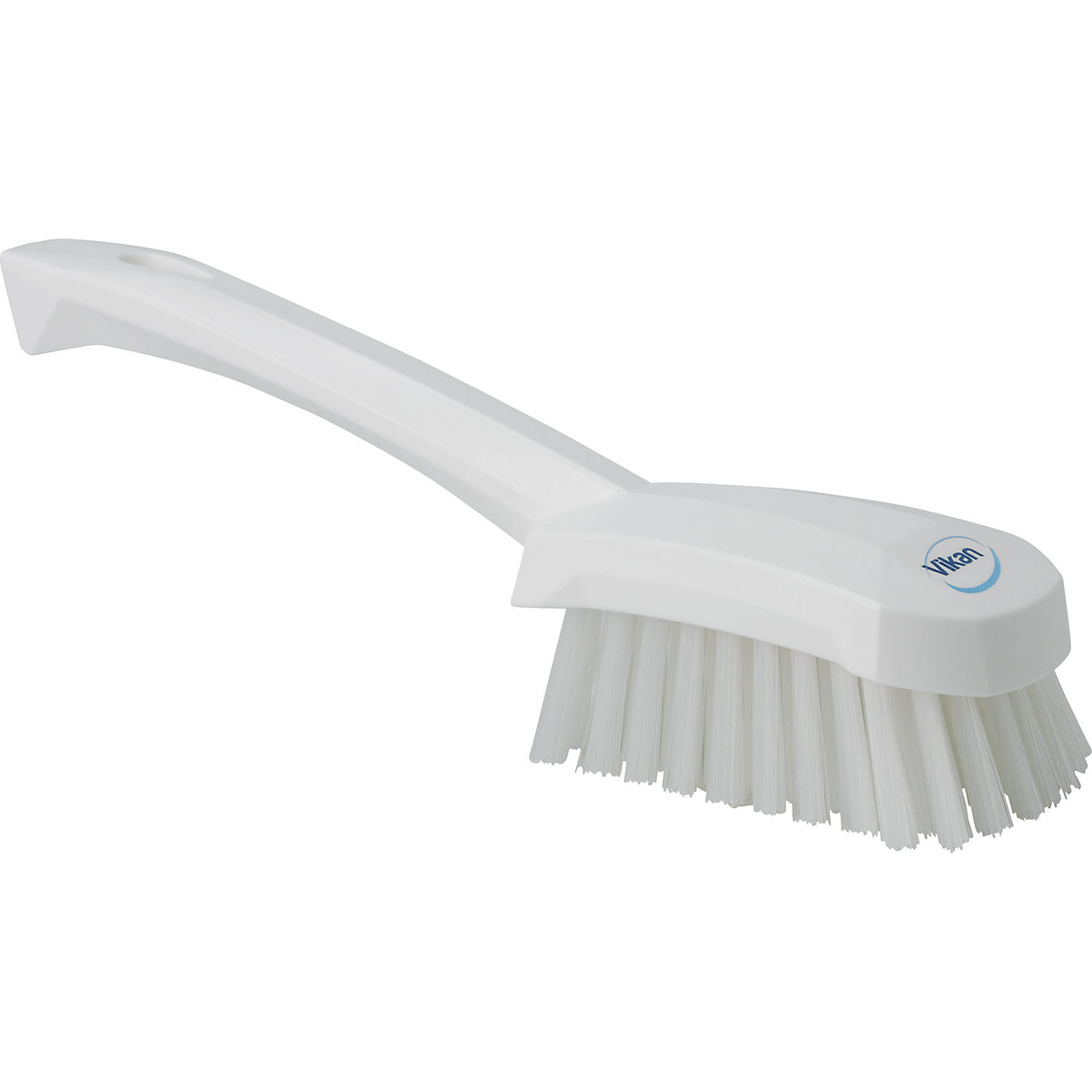 Short handled hand brush, hard, pack of 10, white.