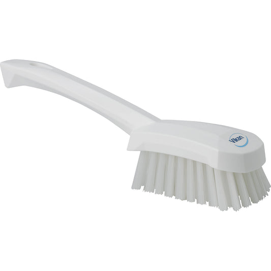 Short handled hand brush, hard, pack of 10, white.