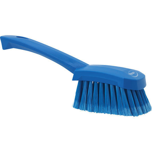 Short handled hand brush, soft, spliced, pack of 10, blue.