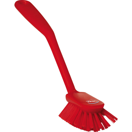 Scrubbing brush with scraper edge, medium, pack of 20, red.