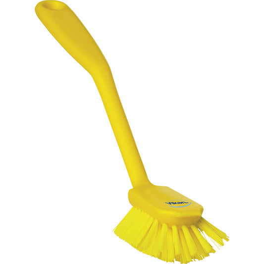 Scrubbing brush with scraper edge, medium, pack of 20, yellow.