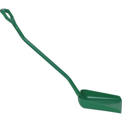 Shovel, ergonomic and suitable for foodstuffs, overall length 1310 mm, green.