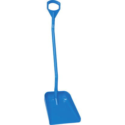 Shovel, ergonomic and suitable for foodstuffs, overall length 1310 mm, blue.