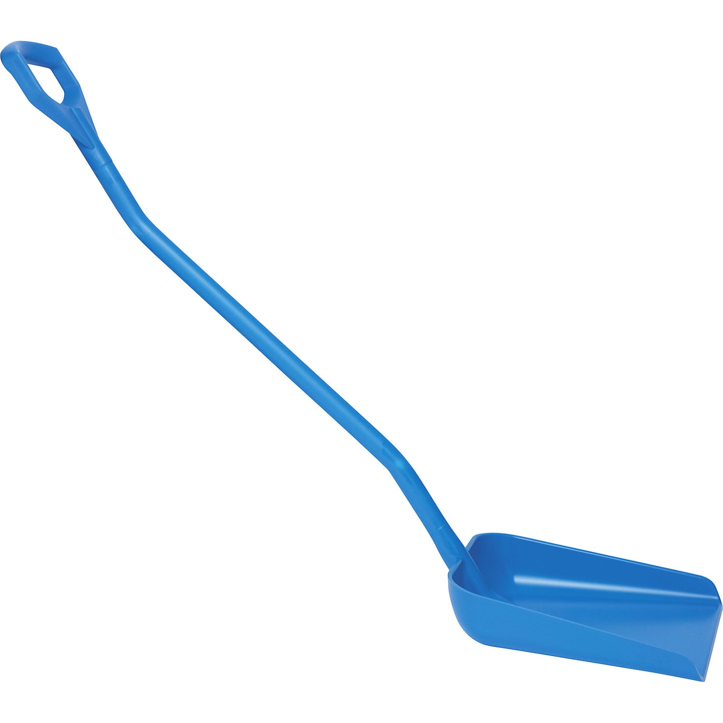 Shovel, ergonomic and suitable for foodstuffs, overall length 1310 mm, blue.