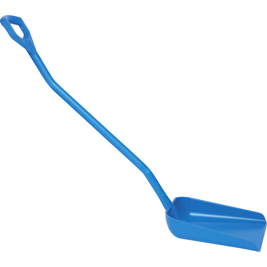 Shovel, ergonomic and suitable for foodstuffs, overall length 1310 mm, blue.