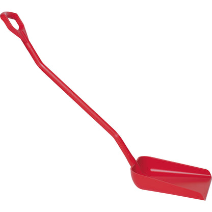 Shovel, ergonomic and suitable for foodstuffs, overall length 1310 mm, red.