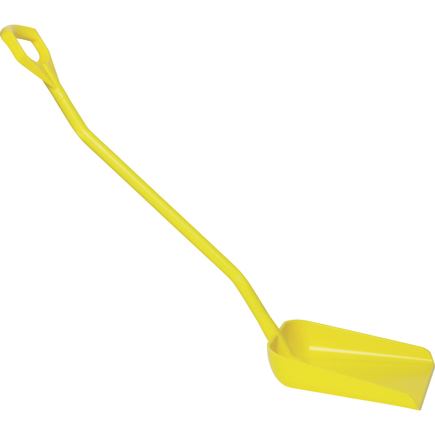 Shovel, ergonomic and suitable for foodstuffs, overall length 1310 mm, yellow.