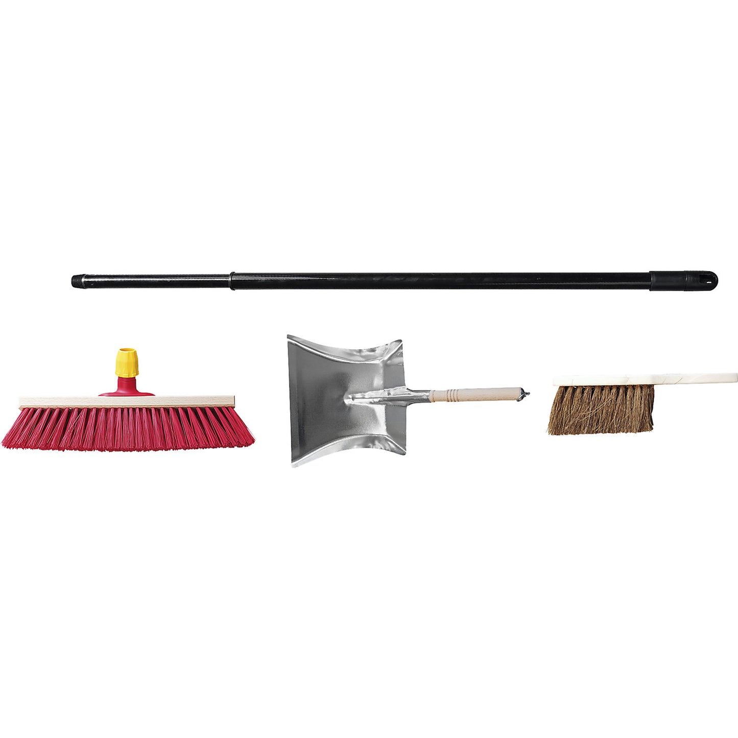 Complete street broom set, broom width 400 mm, with dustpan and hand brush.