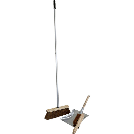 Complete industrial broom set, broom width 300 mm, with dustpan and hand brush.