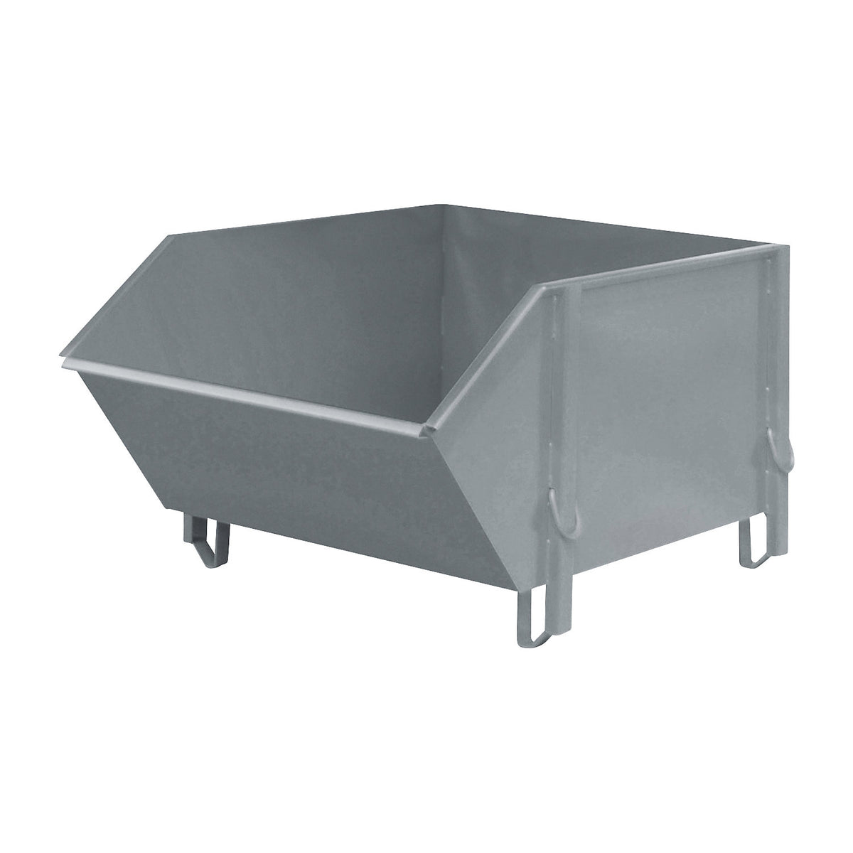 Sheet steel container, capacity 1 m³, without folding chute, mouse grey.