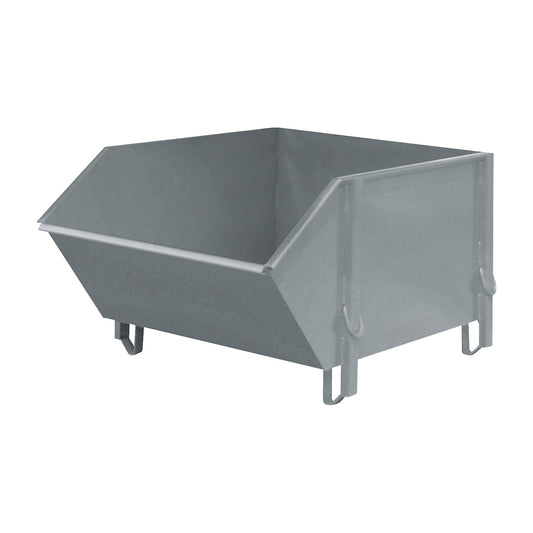 Sheet steel container, capacity 1 m³, without folding chute, mouse grey.