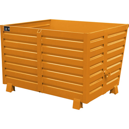 Tipping skip, stackable, capacity 1.5 m³, yellow orange RAL 2000.