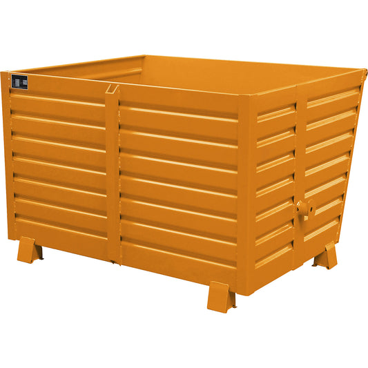 Tipping skip, stackable, capacity 1.5 m³, yellow orange RAL 2000.