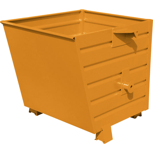 Tipping skip, stackable, capacity 0.55 m³, yellow orange RAL 2000.