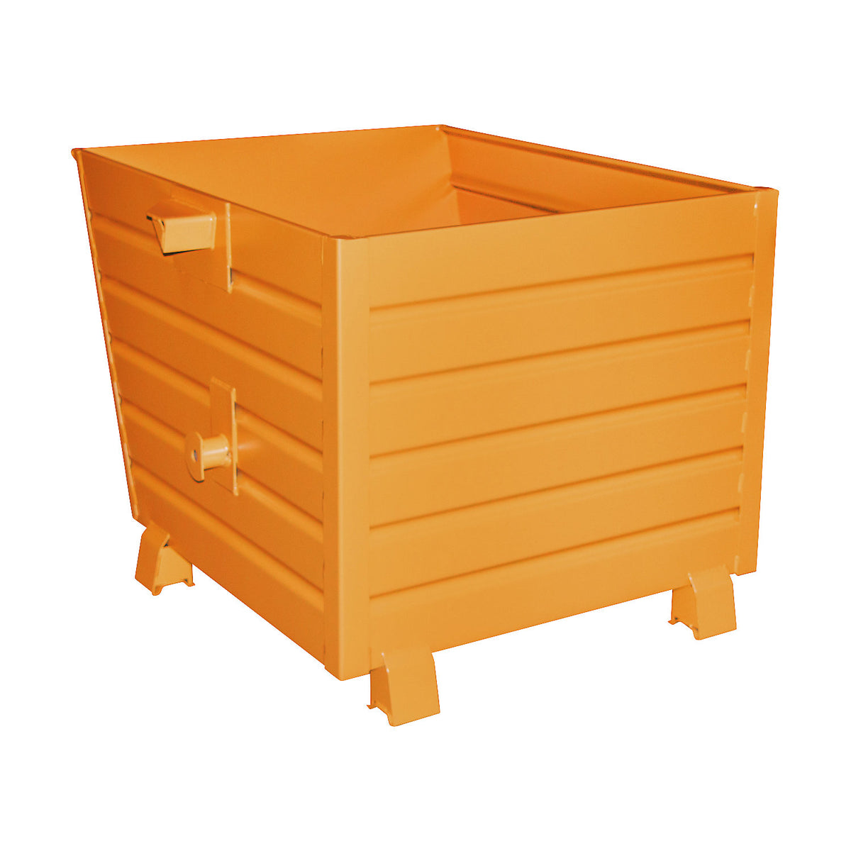 Tipping skip, stackable, capacity 0.9 m³, yellow orange RAL 2000.