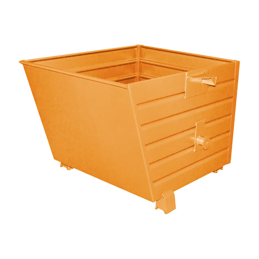 Tipping skip, stackable, capacity 0.9 m³, yellow orange RAL 2000.