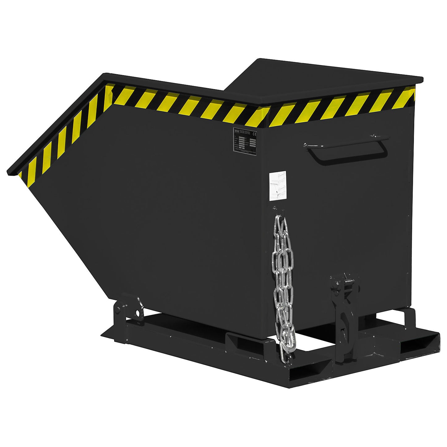 Tilting skip with tilting mechanism, box-shaped, capacity 0.4 m³, black grey RAL 7021.