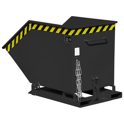 Tilting skip with tilting mechanism, box-shaped, capacity 0.4 m³, black grey RAL 7021.