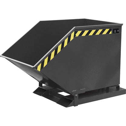 Tilting skip with tilting mechanism, box-shaped, capacity 0.4 m³, black grey RAL 7021.