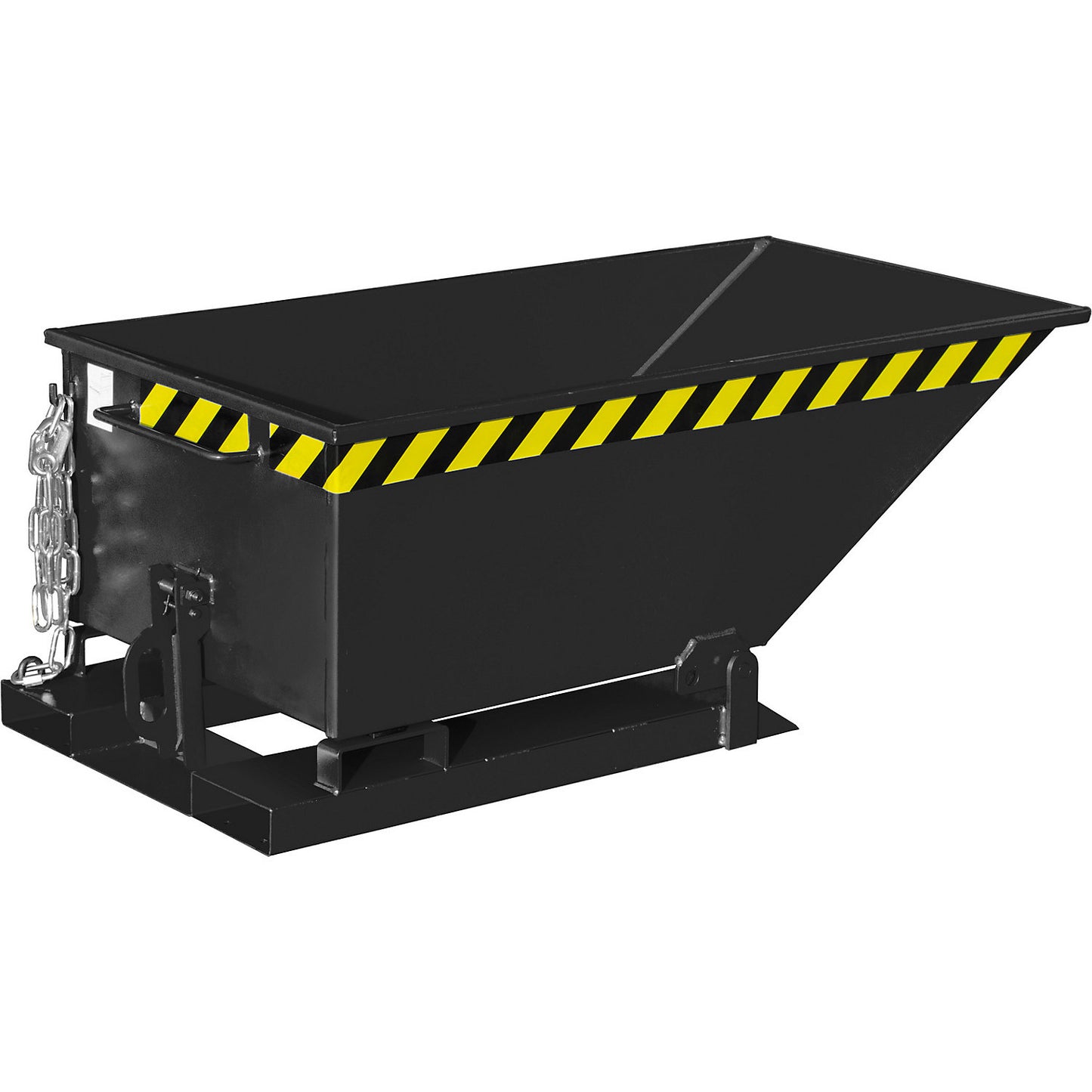 Tilting skip with tilting mechanism, low construction, capacity 0.25 m³, black grey RAL 7021.