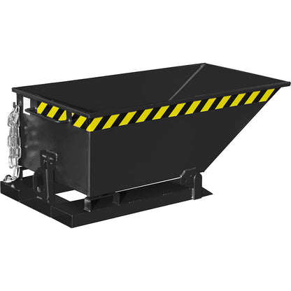 Tilting skip with tilting mechanism, low construction, capacity 0.25 m³, black grey RAL 7021.