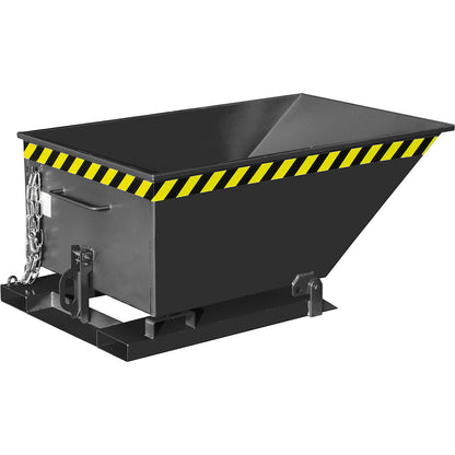Tilting skip with tilting mechanism, low construction, capacity 0.4 m³, black grey RAL 7021.