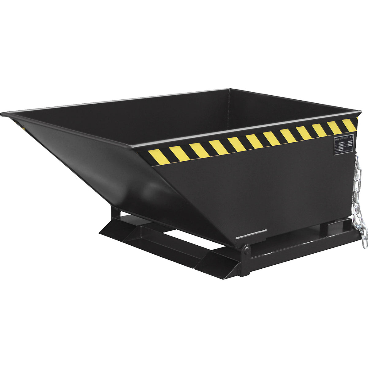 Tilting skip with tilting mechanism, low construction, capacity 0.4 m³, black grey RAL 7021.