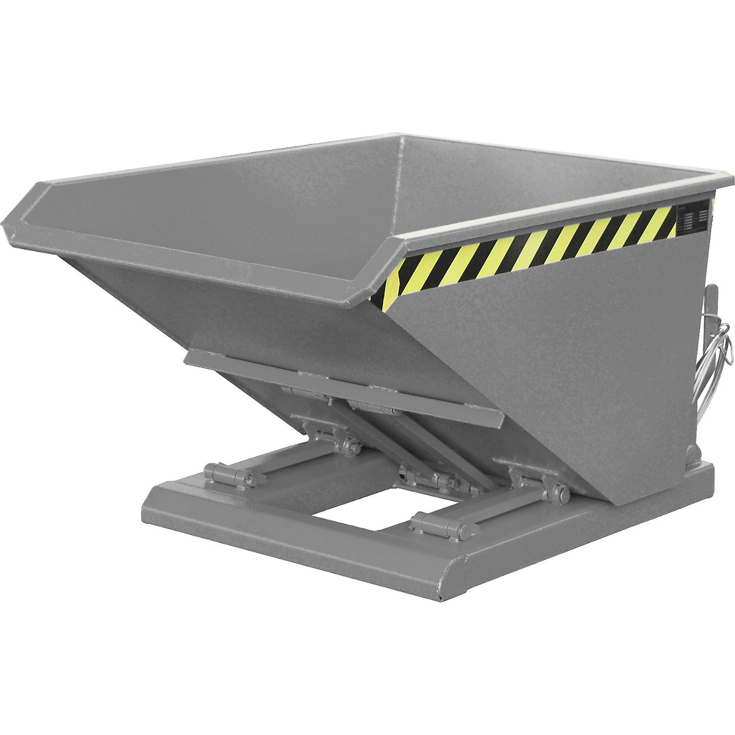 Tilting skip, extremely low overall height, without wheels, capacity 0.3 m³, mouse grey.