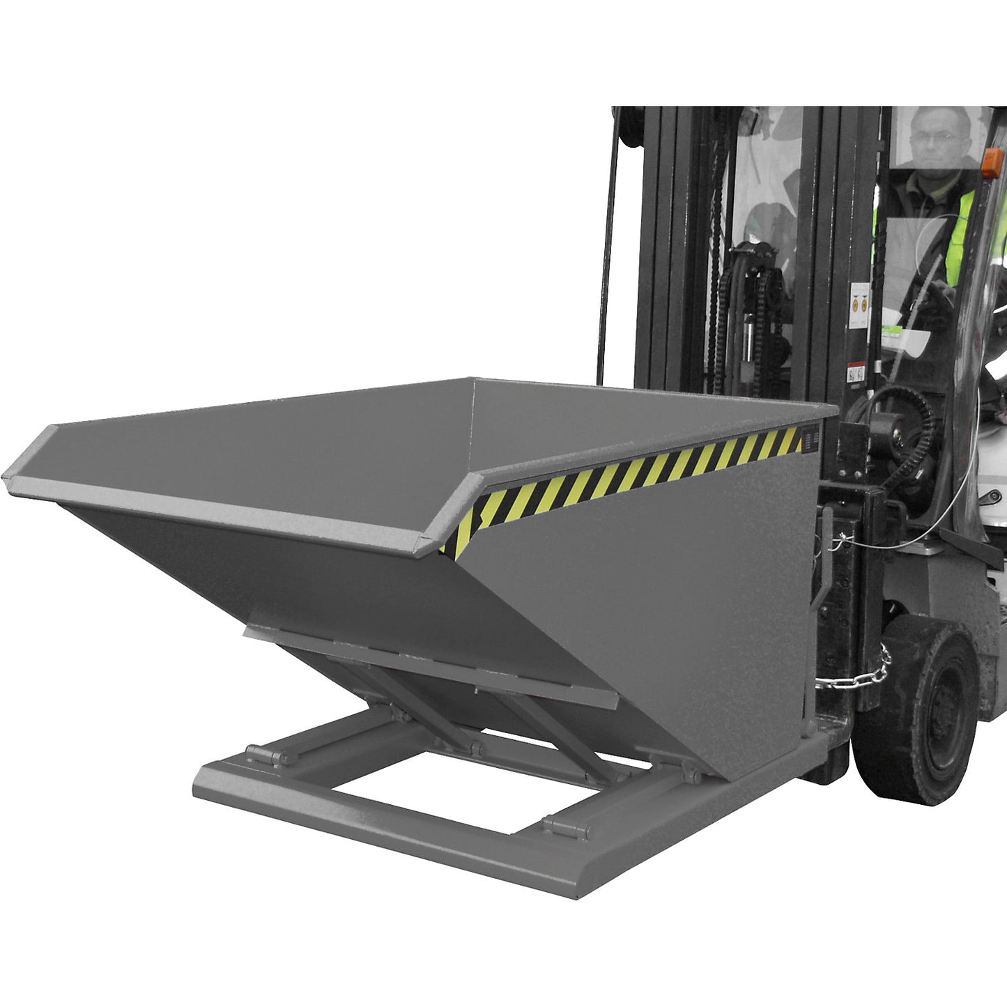 Tilting skip, extremely low overall height, without wheels, capacity 0.75 m³, mouse grey.