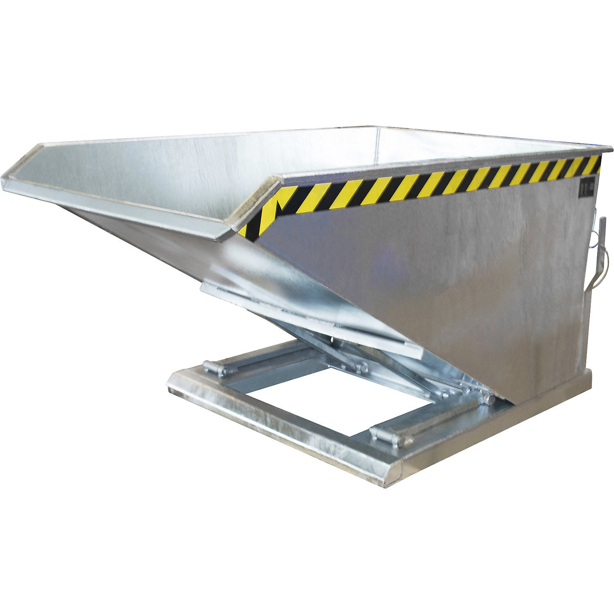 Tilting skip, extremely low overall height, without wheels, capacity 0.75 m³, hot dip galvanised.